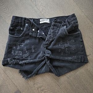 One x Teaspoon 'Hawk' black jean shorts size 25